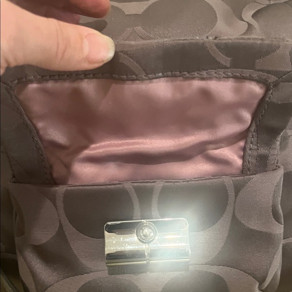 COACH Shimmery Taupe Signature Logo Shoulder Bag/Crossbody - Picture 5 of 14